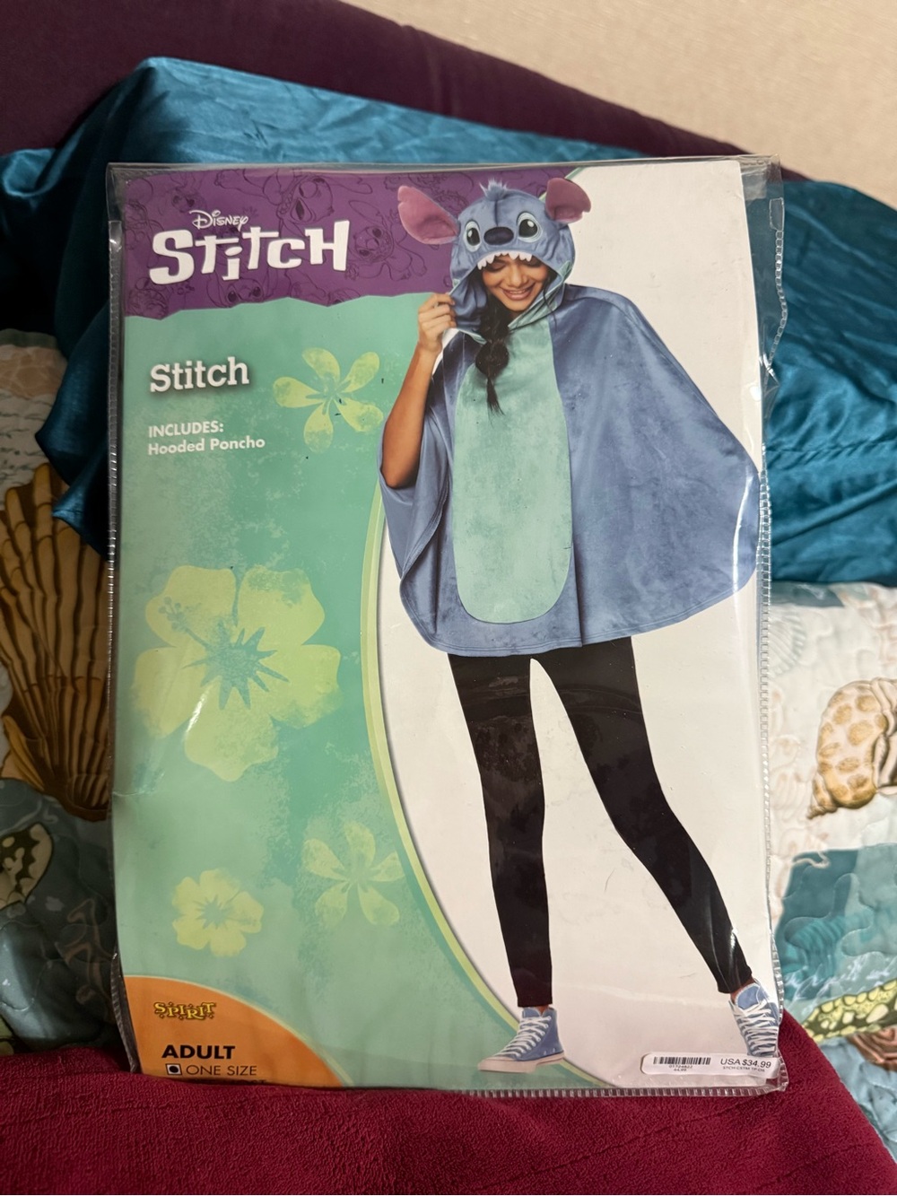 Disney Stitch Hooded Poncho - Light Blue and Teal